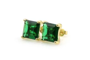 Vibrant Emerald Gold Earrings