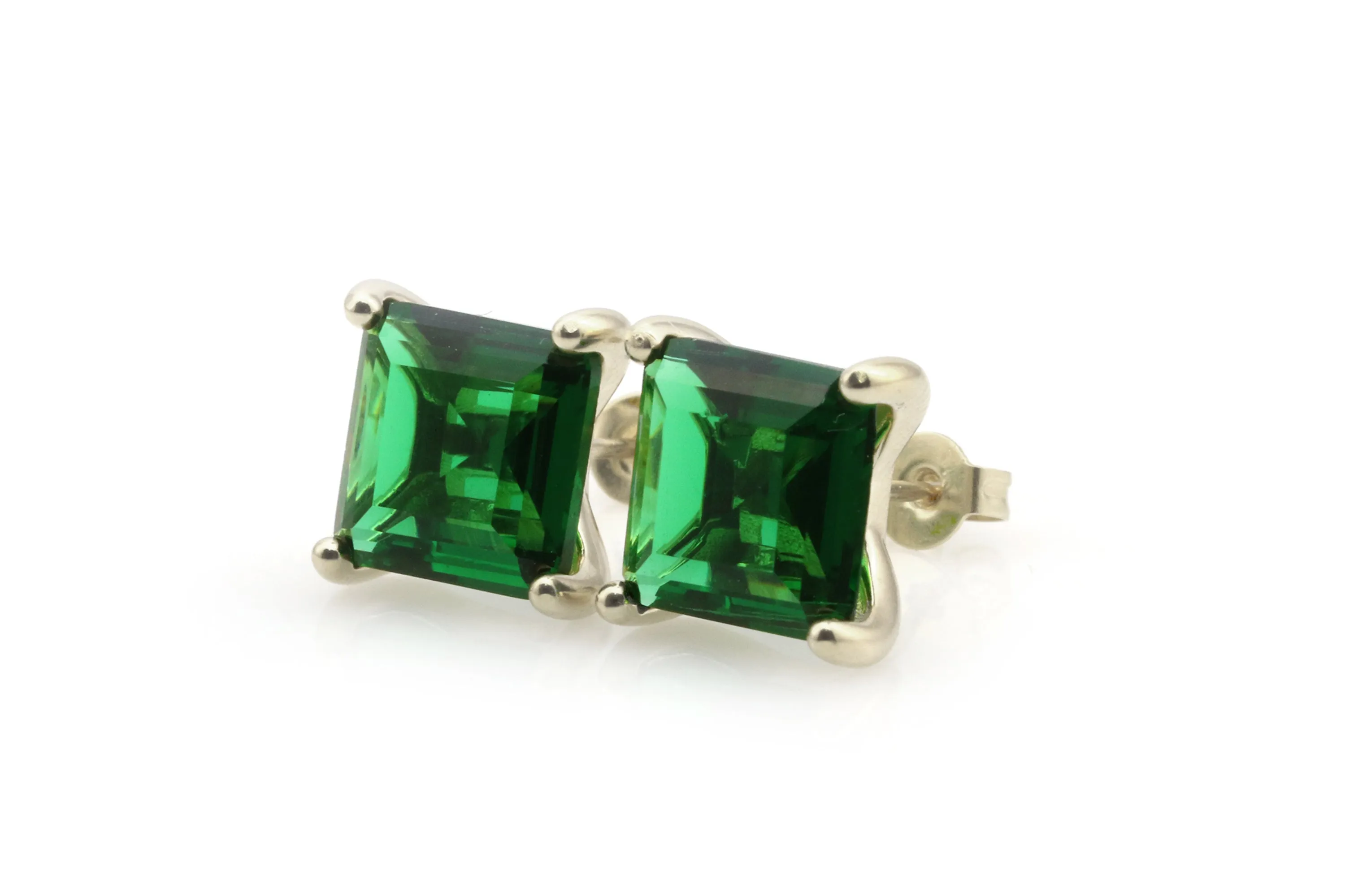 Vibrant Emerald Gold Earrings