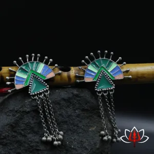 Vibrant Enamel-Painted Silver Earrings