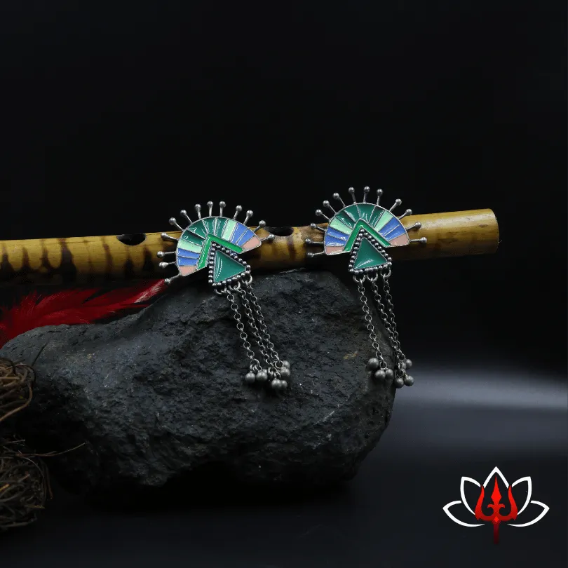 Vibrant Enamel-Painted Silver Earrings