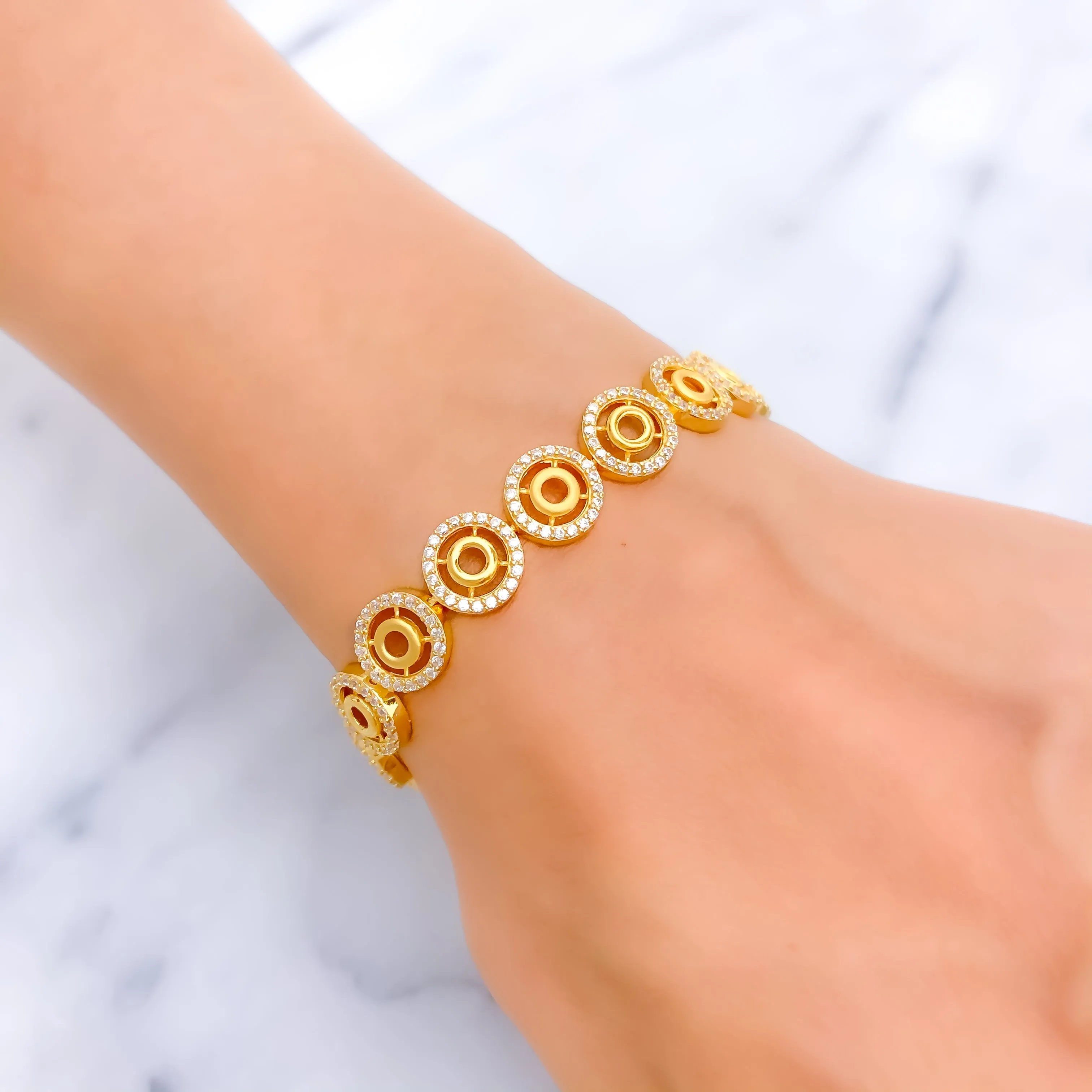 Vibrant Ethereal 22k Gold CZ Bracelet