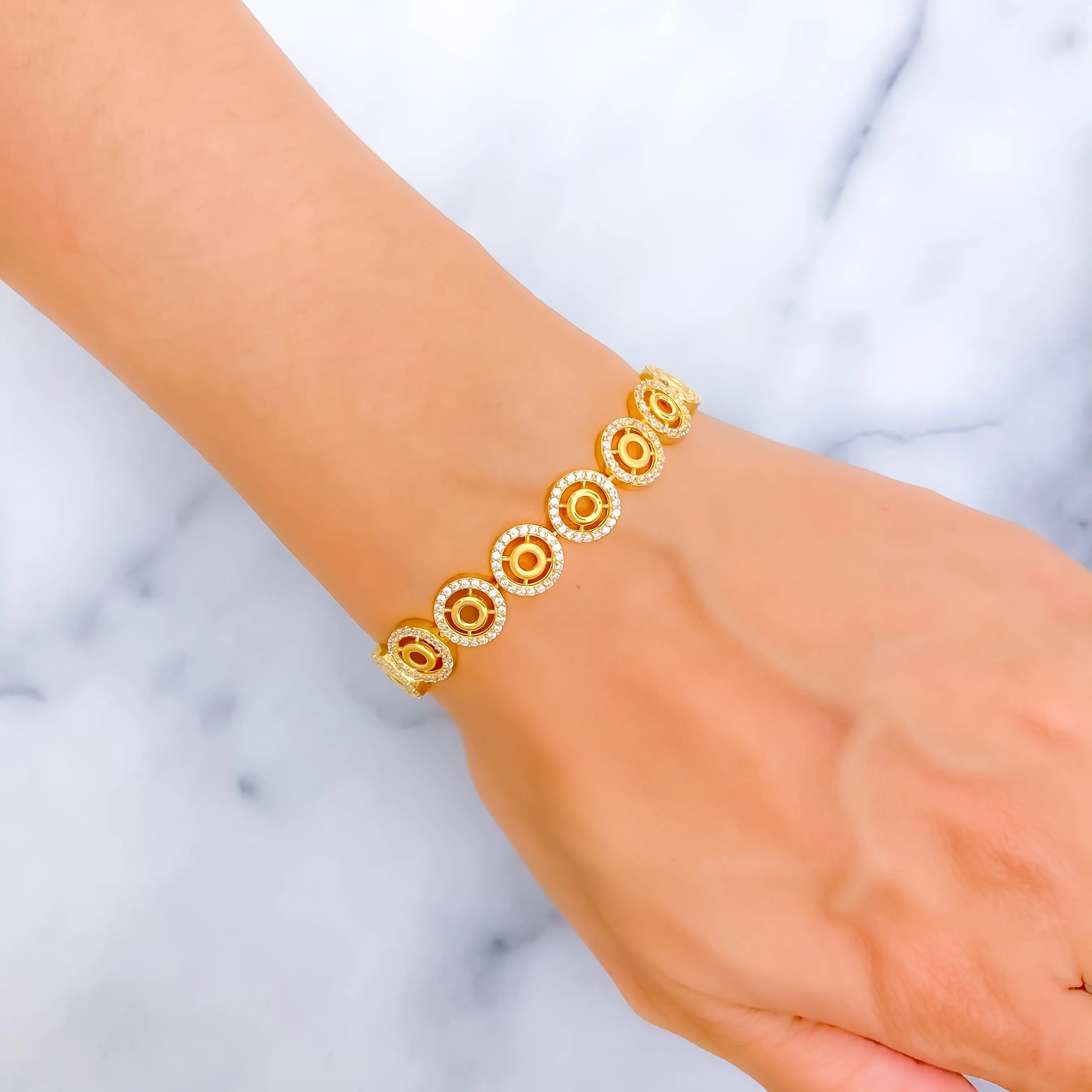 Vibrant Ethereal 22k Gold CZ Bracelet
