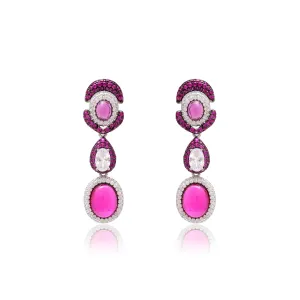 Vibrant Pink CZ Earrings