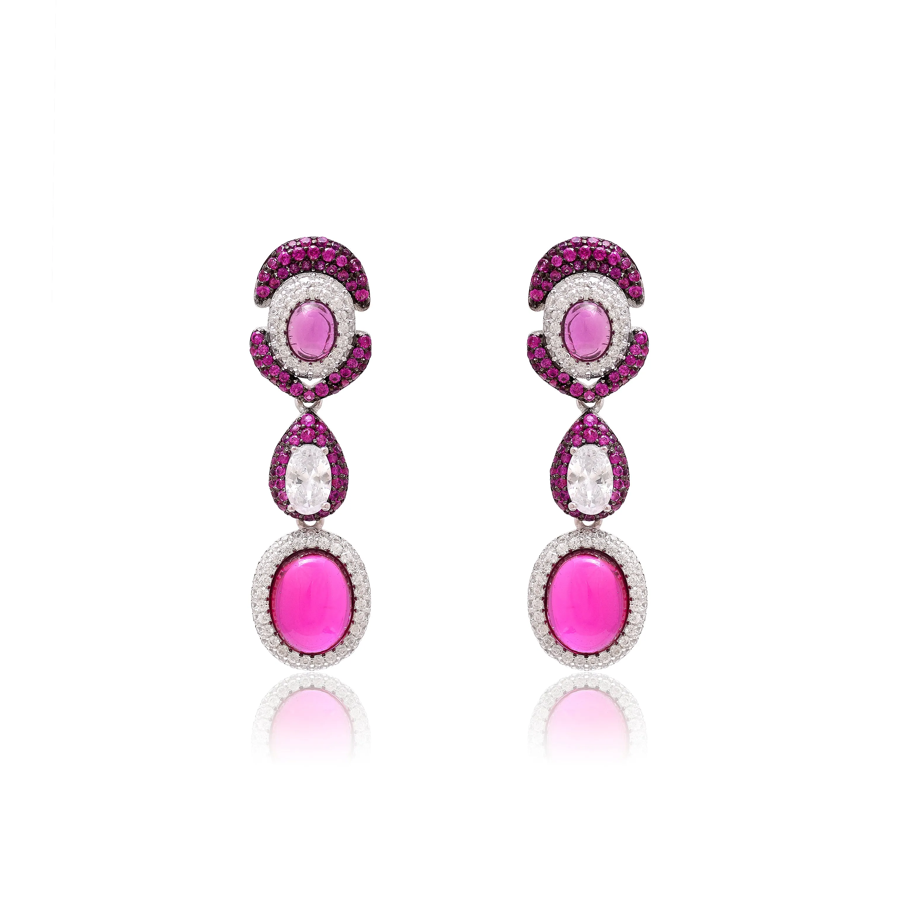 Vibrant Pink CZ Earrings