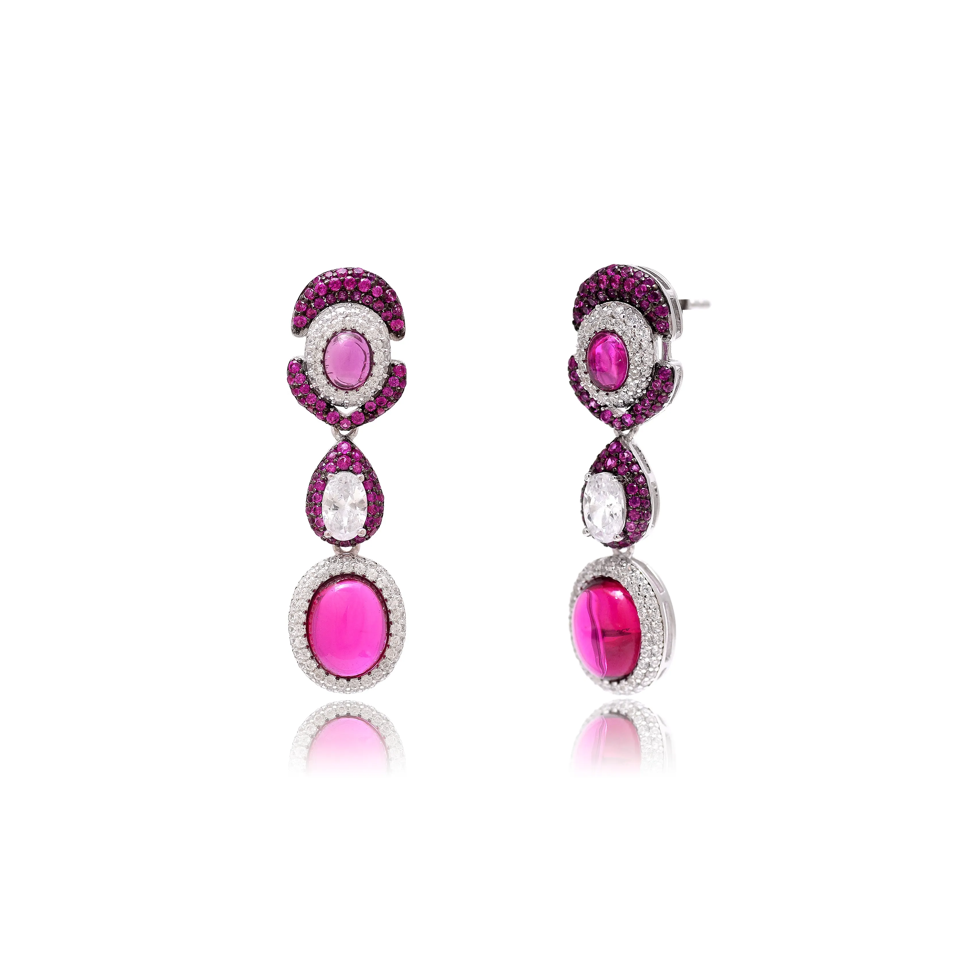 Vibrant Pink CZ Earrings