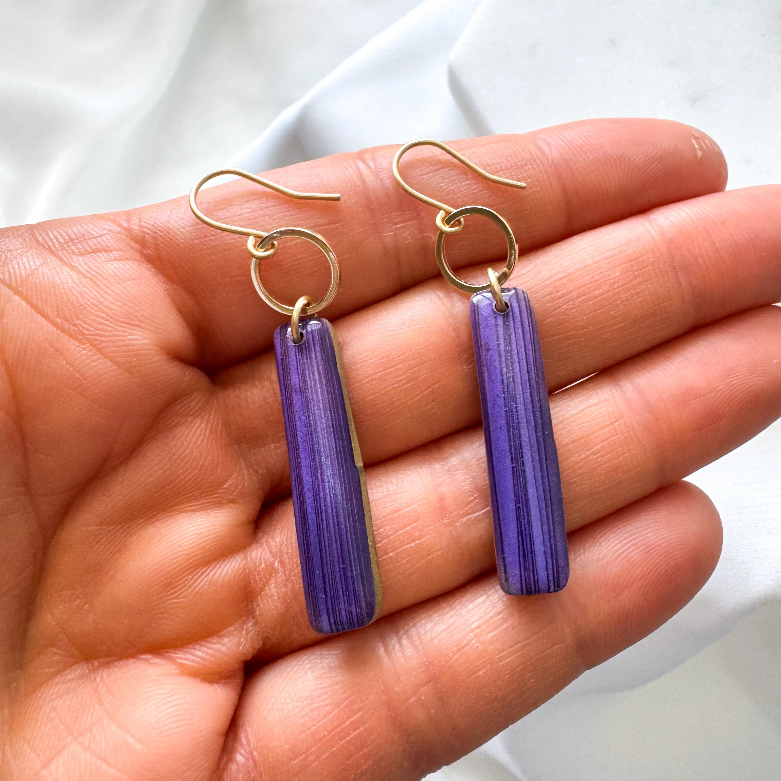 Vibrant Purple Clay Linear Statement Earrings