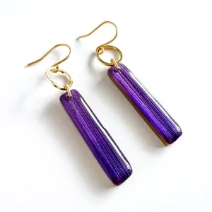 Vibrant Purple Clay Linear Statement Earrings