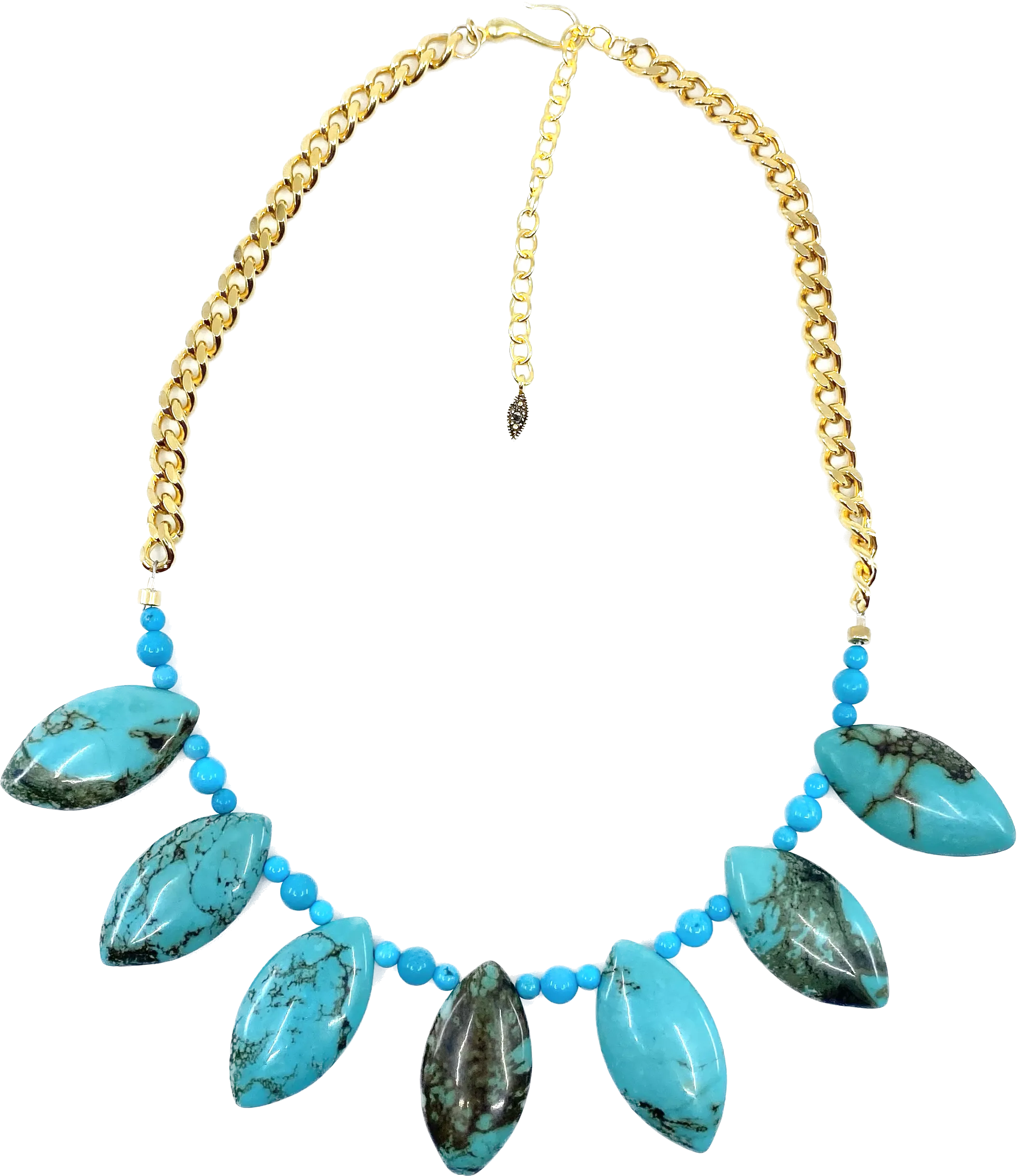Vibrant Turquoise Gold or Silver Plated Statement Necklace