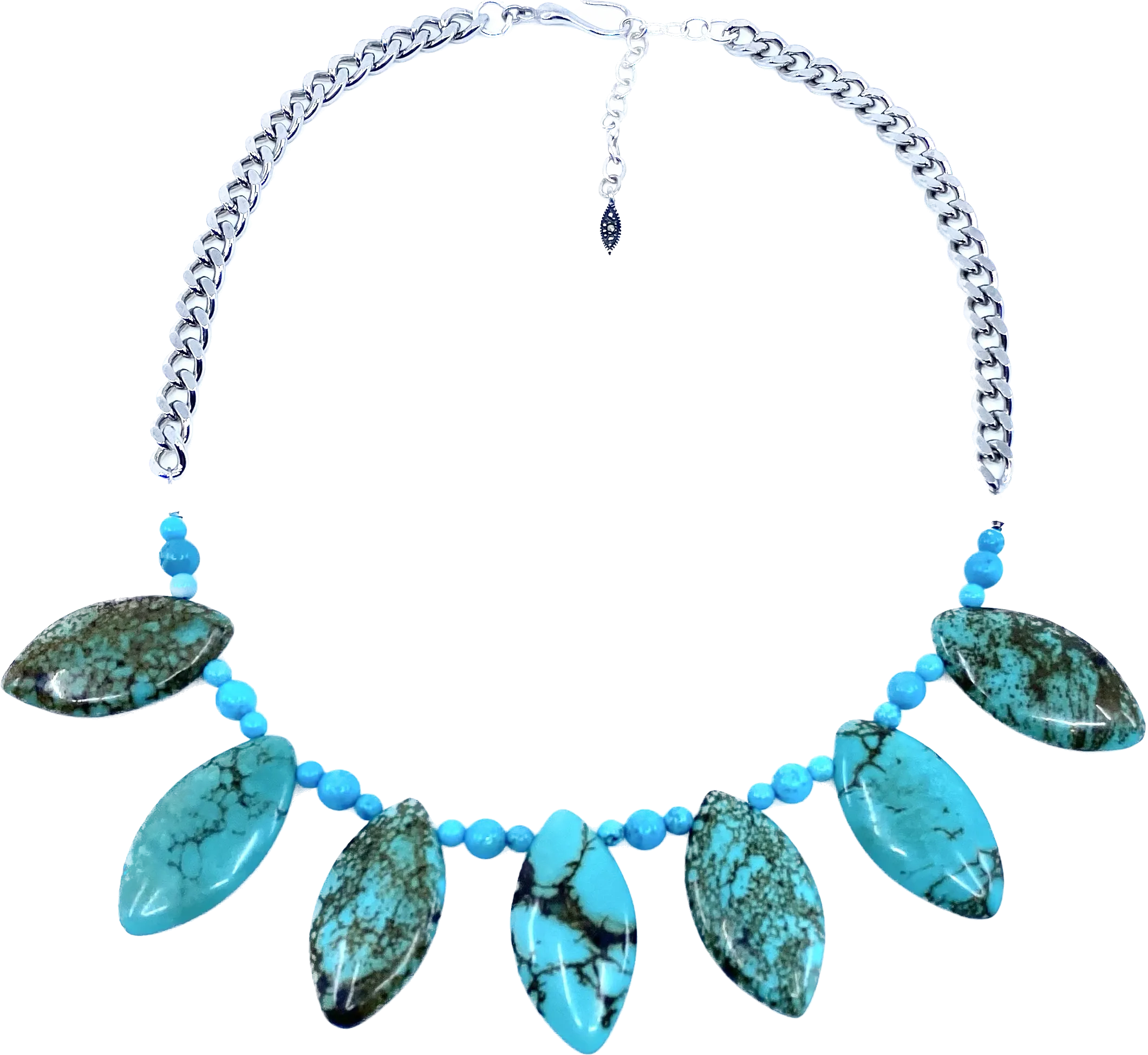 Vibrant Turquoise Gold or Silver Plated Statement Necklace