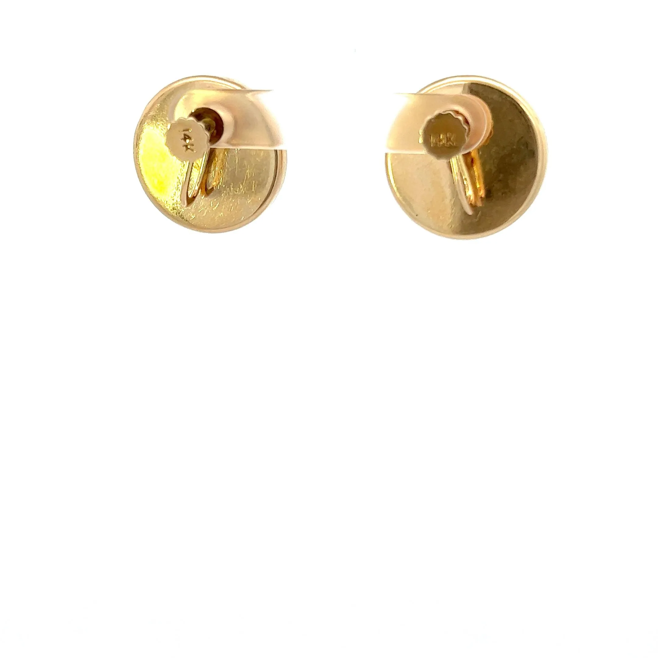 Vintage 14KT Yellow Gold Moon Stone Earrings