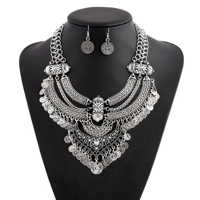 Vintage Bohemian Ethnic Maxi Statement Necklace