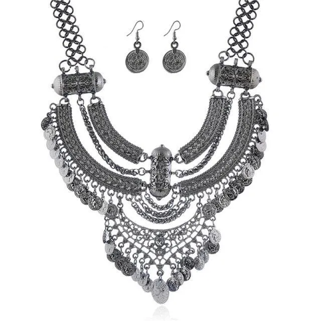 Vintage Bohemian Ethnic Maxi Statement Necklace
