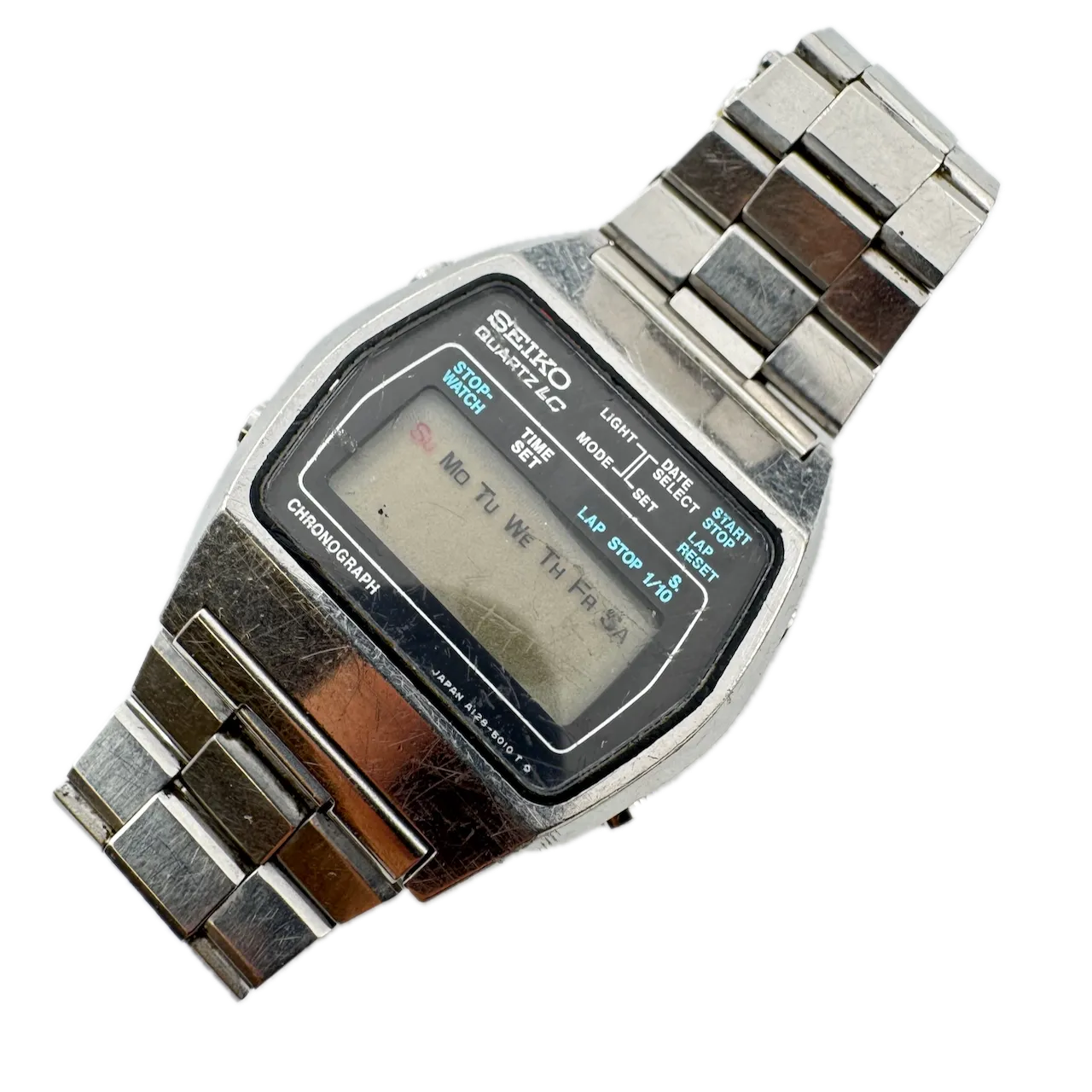 Vintage Seiko A128-5010 Men's Digital LED Wristwatch Japan Stainless Steel