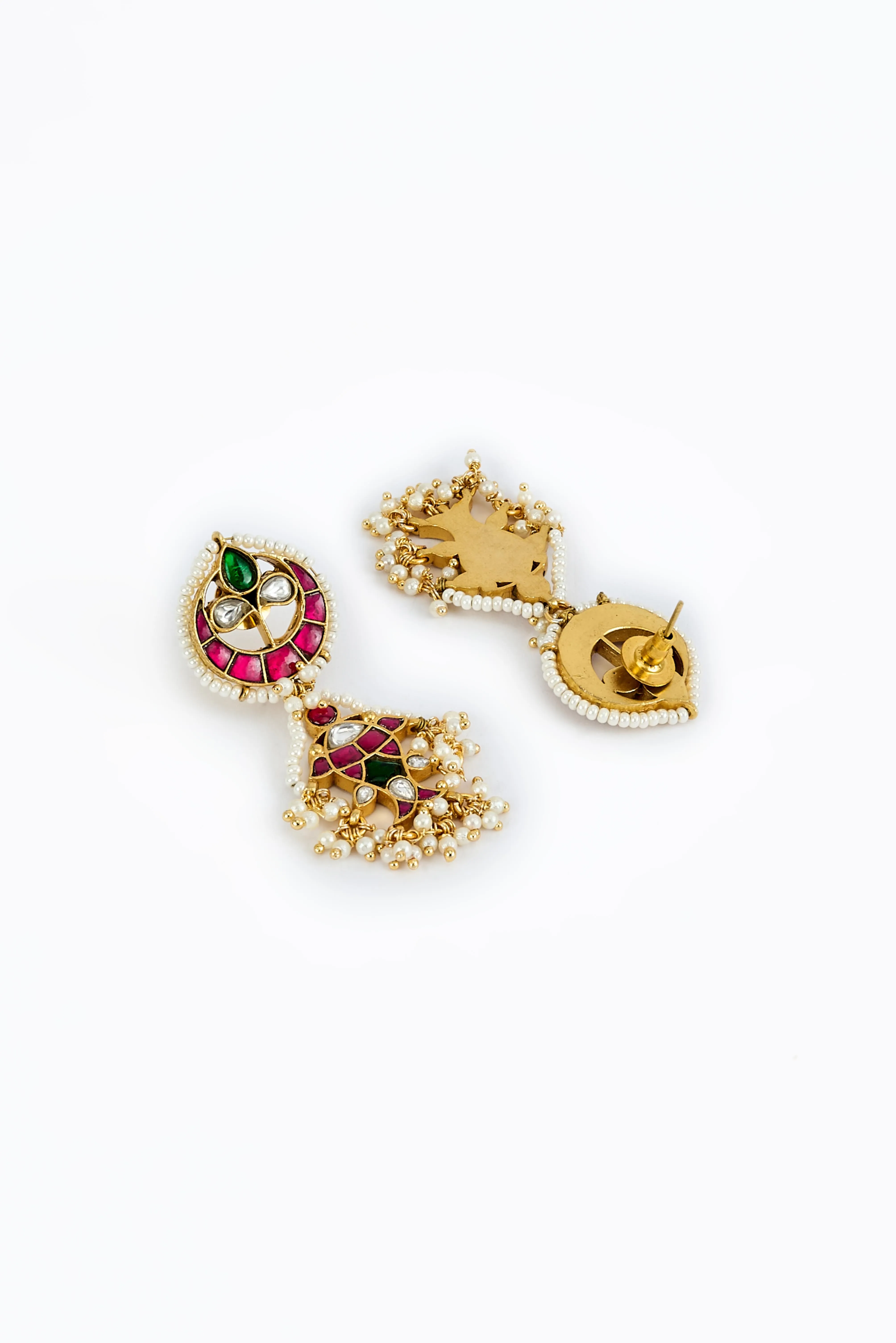 vivinia BY VIDHI MEHRA Morpankh Gold Plated Multi Womens Kundan, Polki Choker Necklace Set with Pair of Earrings (Freesize)
