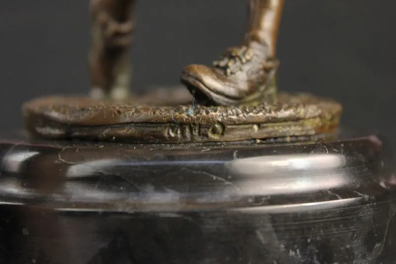 Vtg Style Woman Lady LPGA Golfer Club Bag Bronze Marble Statue Tournament Trophy