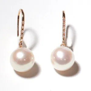 White South Sea Pearls and Gold and Diamond Earring