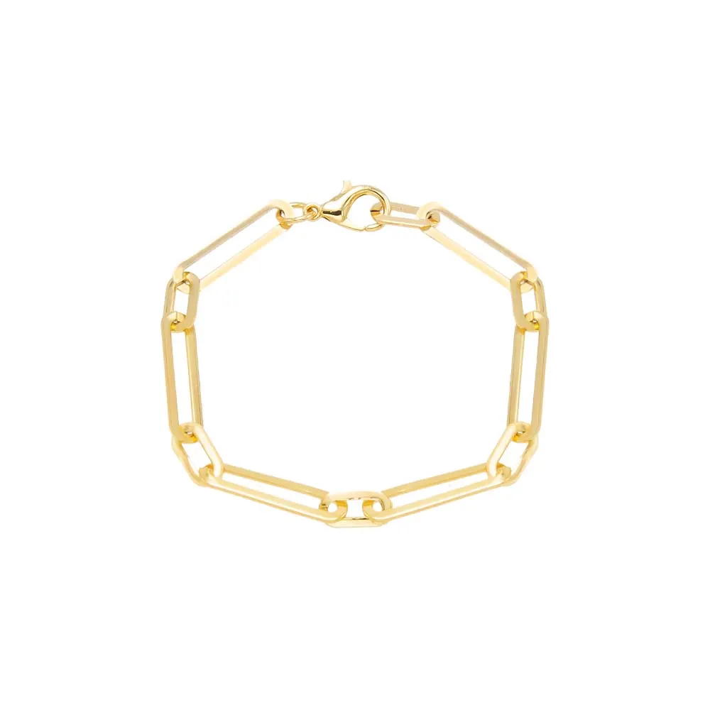Wide Elongated Paperclip Chain Bracelet