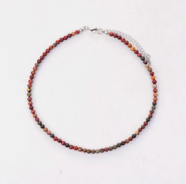 Women Choker 4MM Natural Stones Choker Necklace