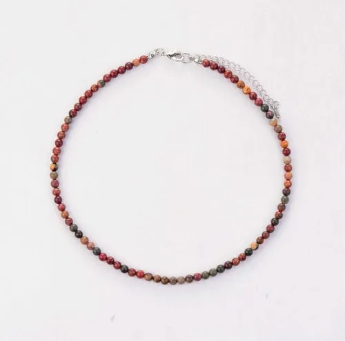 Women Choker 4MM Natural Stones Choker Necklace