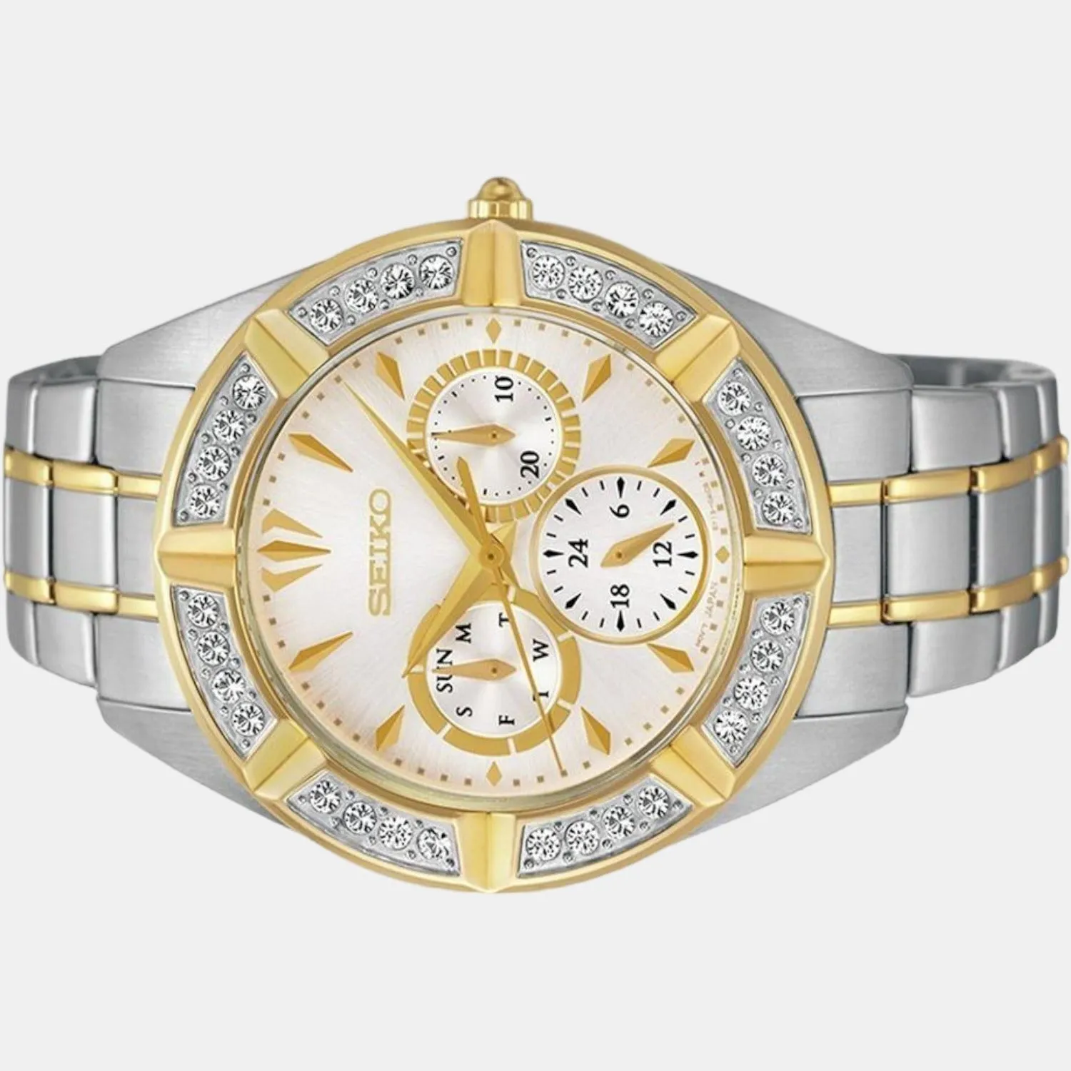 Women Quartz White Dial Chronograph Stainless Steel Watch SKY676P1