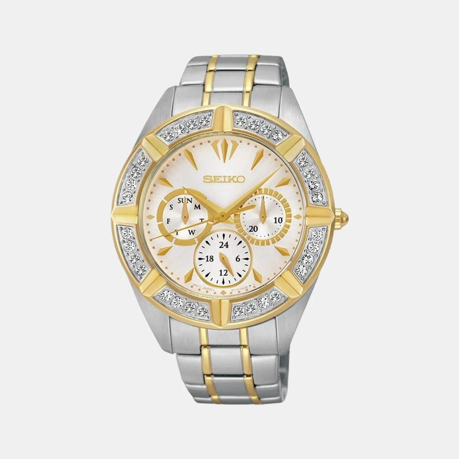 Women Quartz White Dial Chronograph Stainless Steel Watch SKY676P1