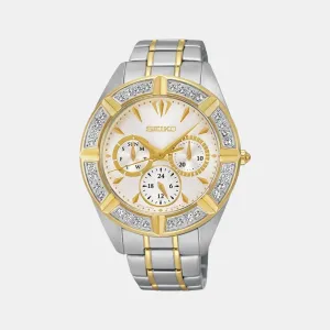Women Quartz White Dial Chronograph Stainless Steel Watch SKY676P1