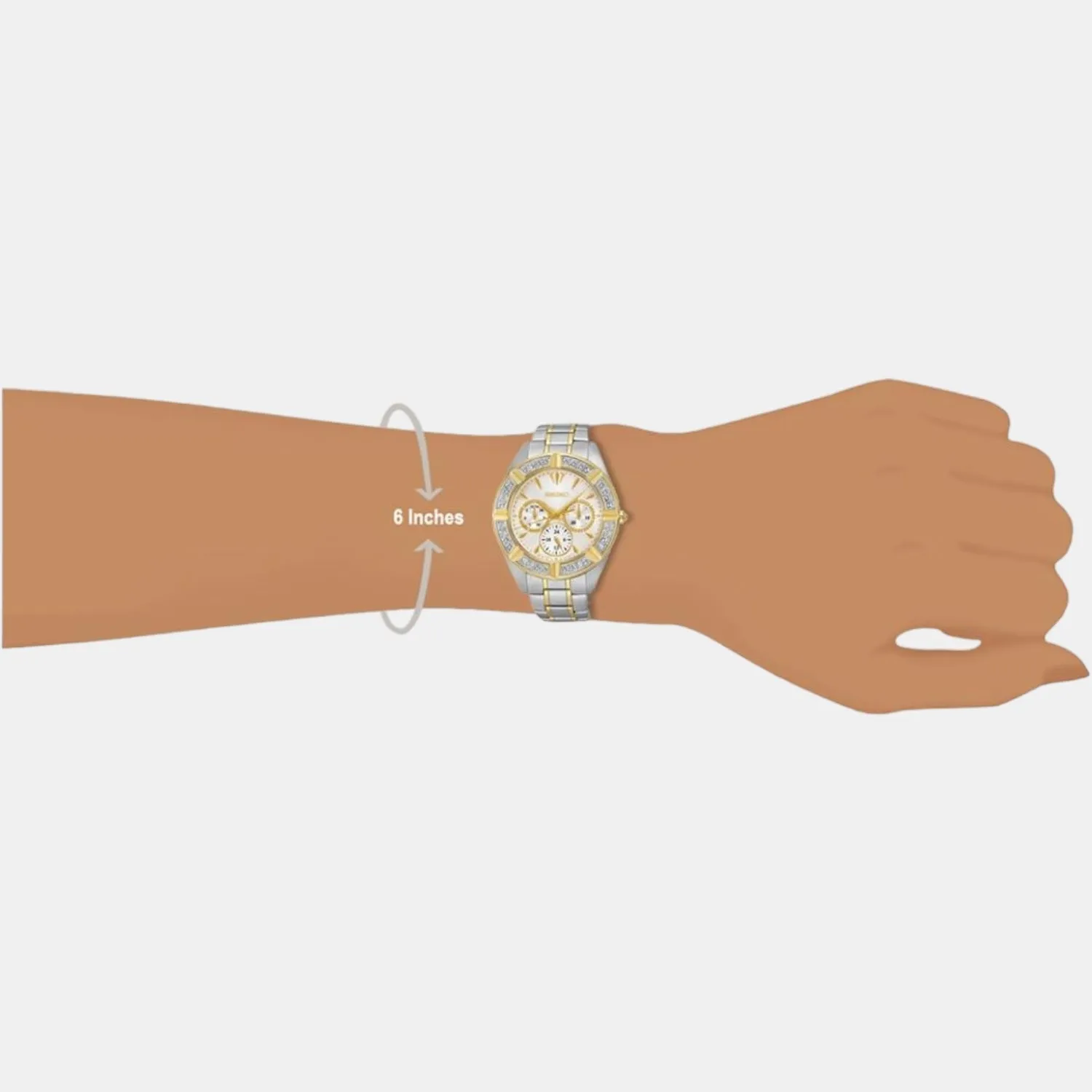 Women Quartz White Dial Chronograph Stainless Steel Watch SKY676P1