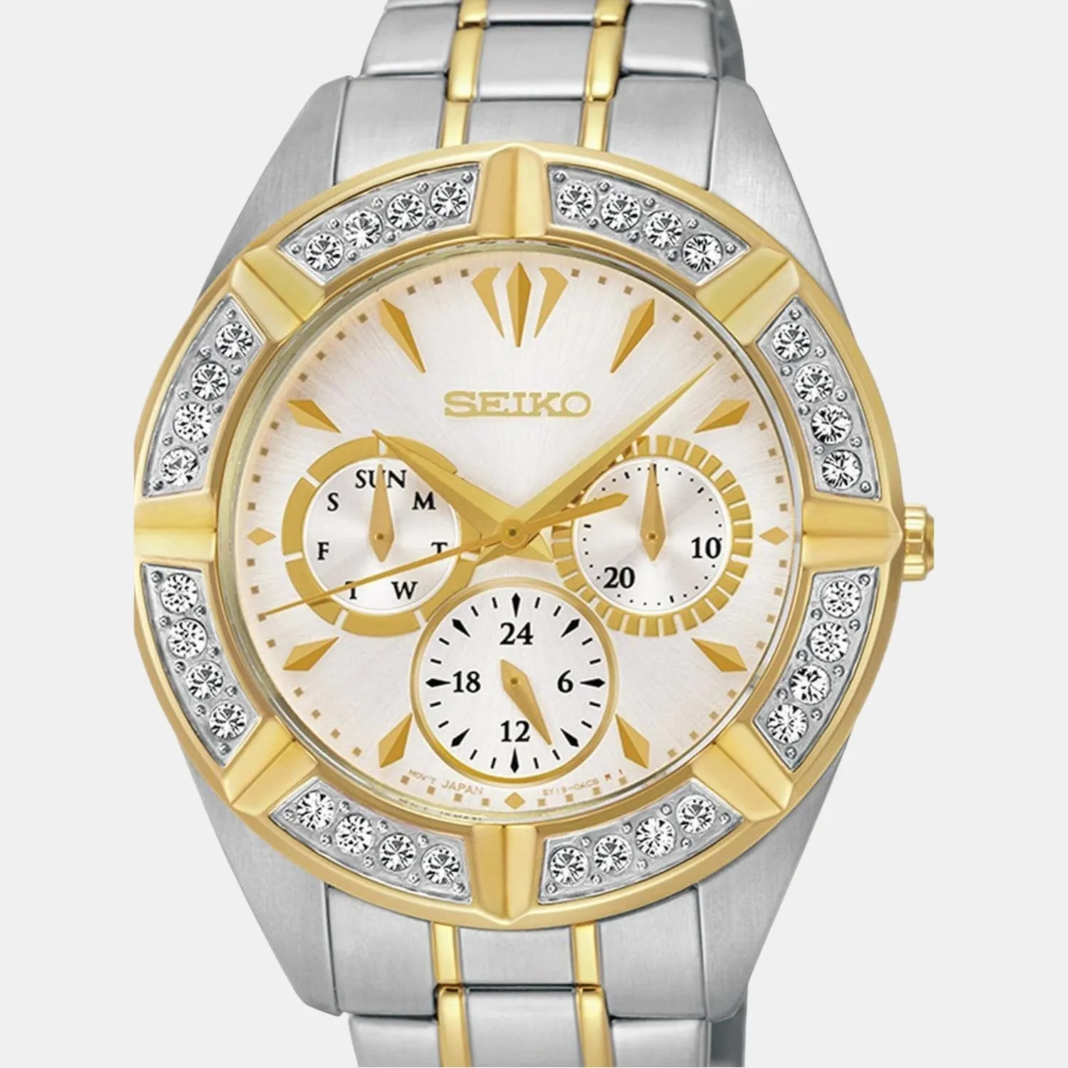 Women Quartz White Dial Chronograph Stainless Steel Watch SKY676P1