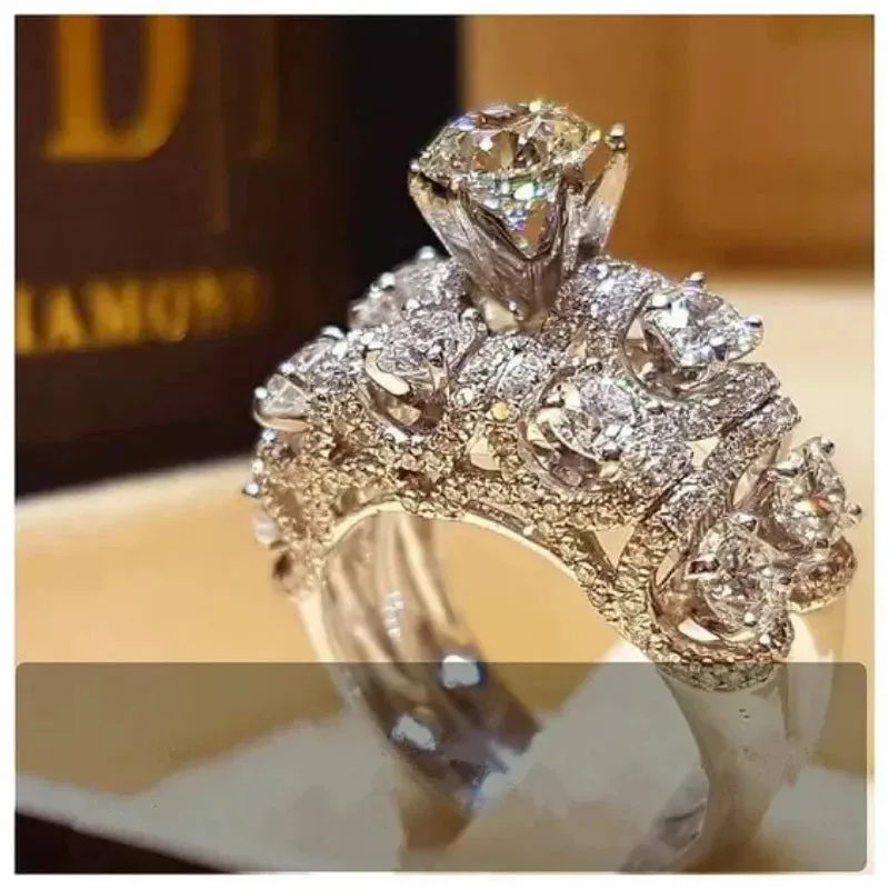 Women's Cubic Zirconia Wedding Rings Set