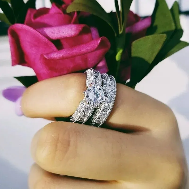 Women's Cubic Zirconia Wedding Rings Set