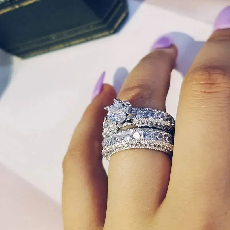Women's Cubic Zirconia Wedding Rings Set