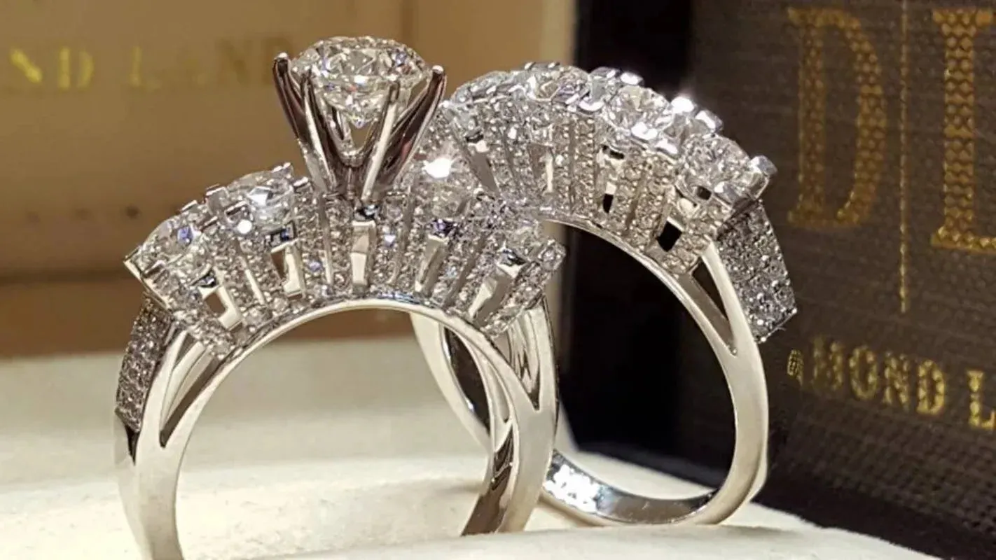 Women's Cubic Zirconia Wedding Rings Set