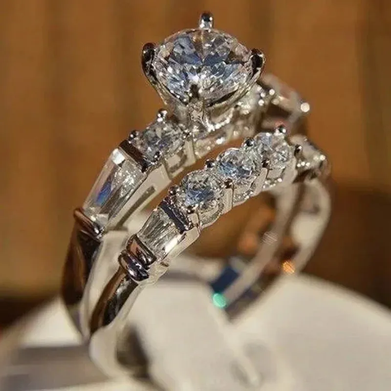 Women's Cubic Zirconia Wedding Rings Set