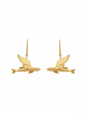 Women's Flying Fish Earrings In Gold