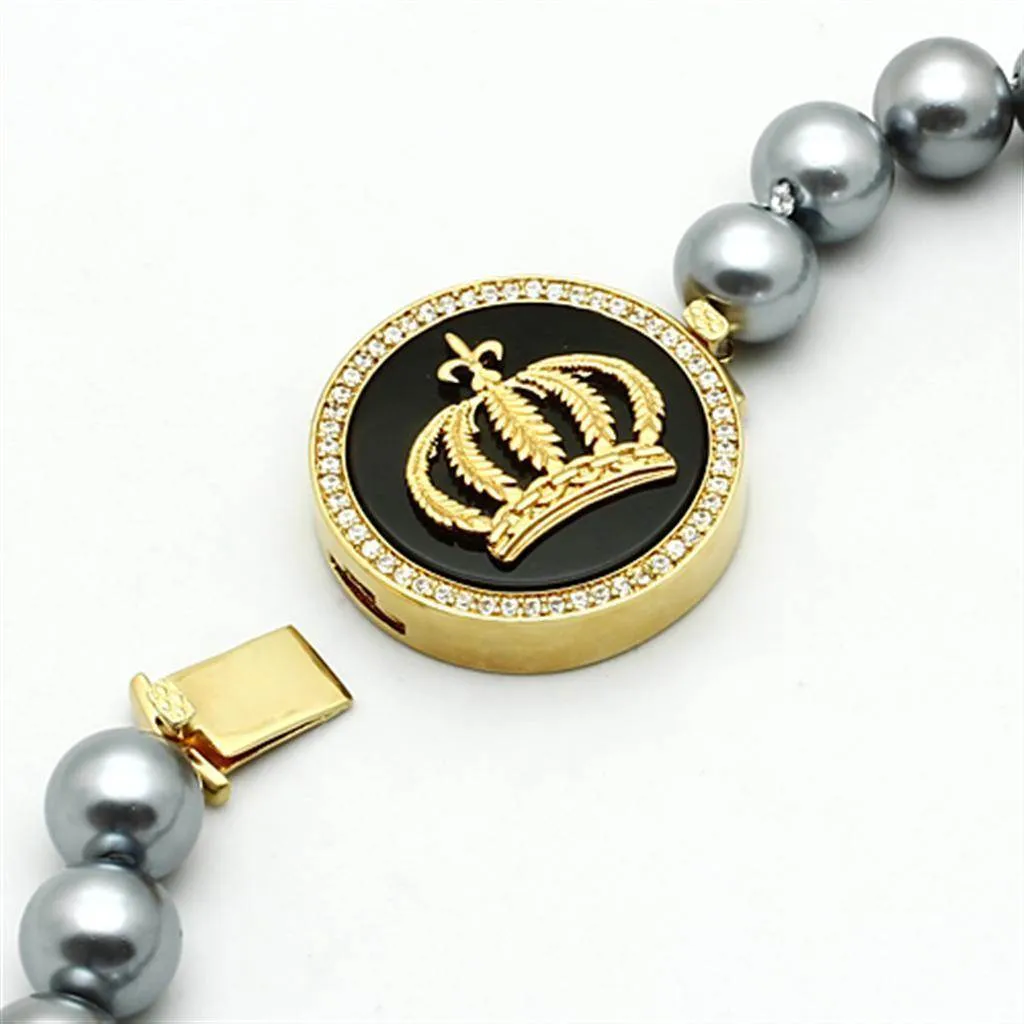Women's LO2646 - Gold Brass Necklace with Semi-Precious