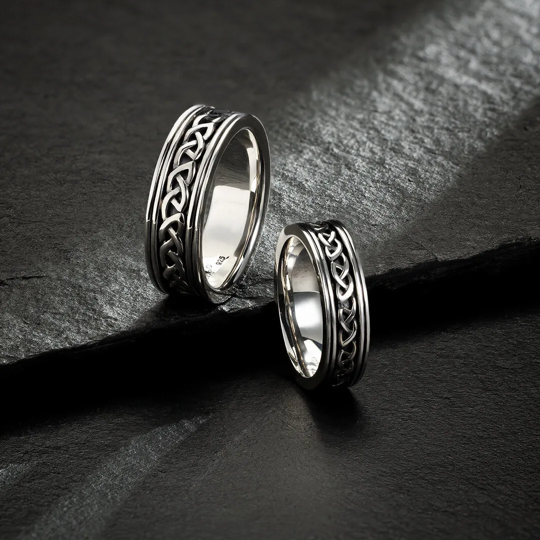 Women's Sterling Silver Oxidized Celtic Knot Wedding Ring S21072