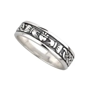 Women's Sterling Silver Oxidized Claddagh Wedding Ring S2829