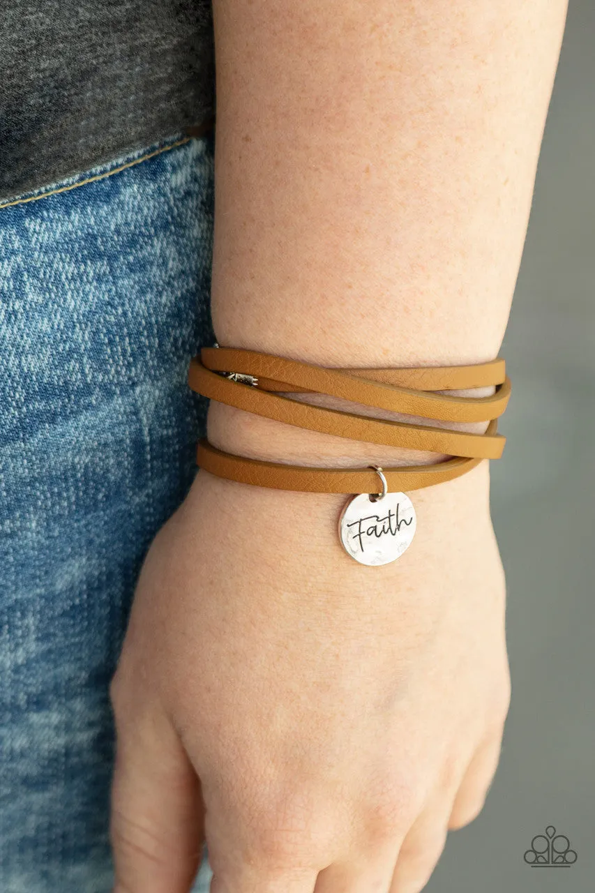 Wonderfully Worded Brown Paparazzi Bracelet