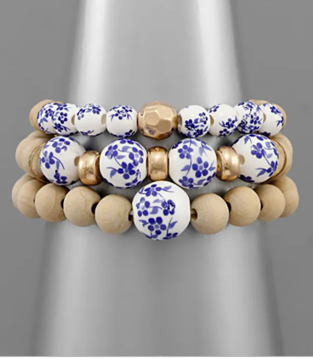 Wood & Ceramic Beads Bracelets