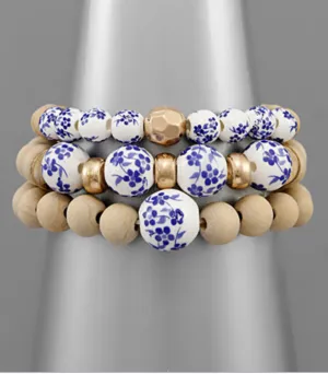 Wood & Ceramic Beads Bracelets