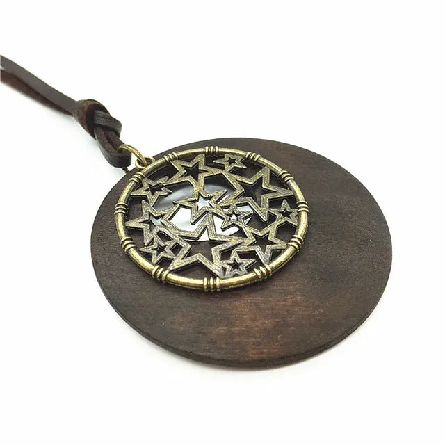 Wooden Necklace with Star Pendant