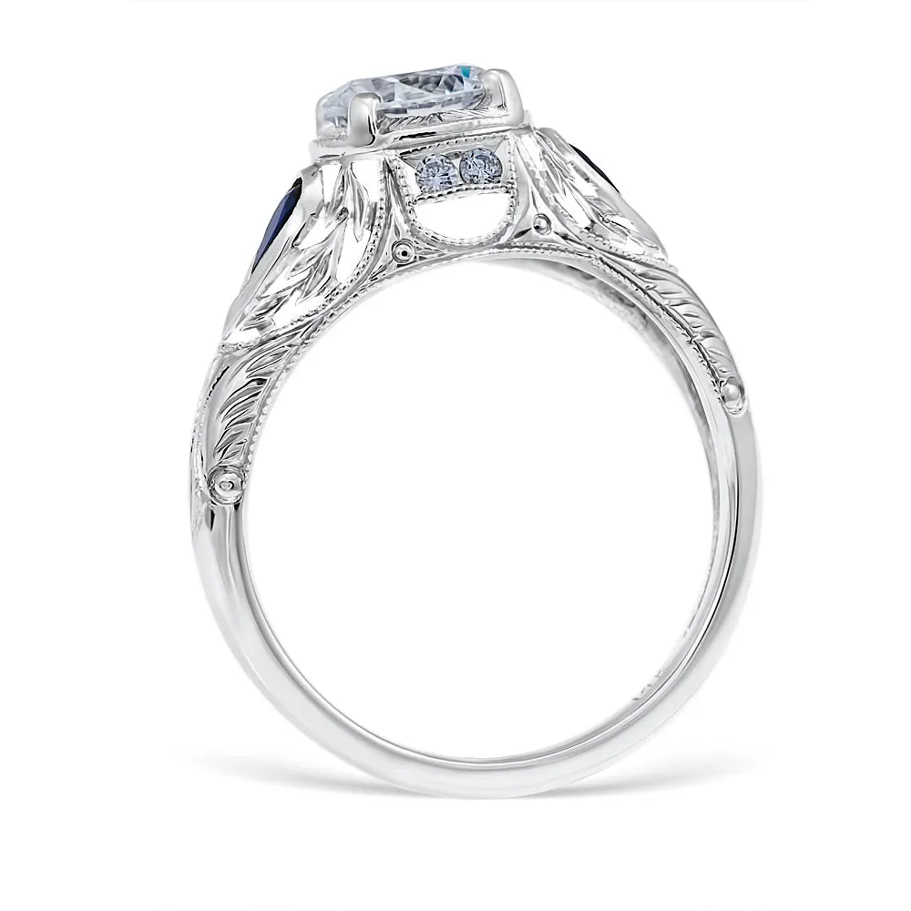 Wreathed Pear Sapphire Engagement Ring