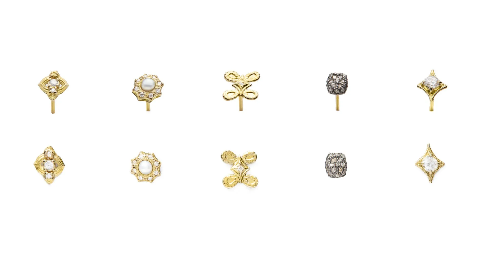 YELLOW GOLD SCROLL STUD EARRINGS