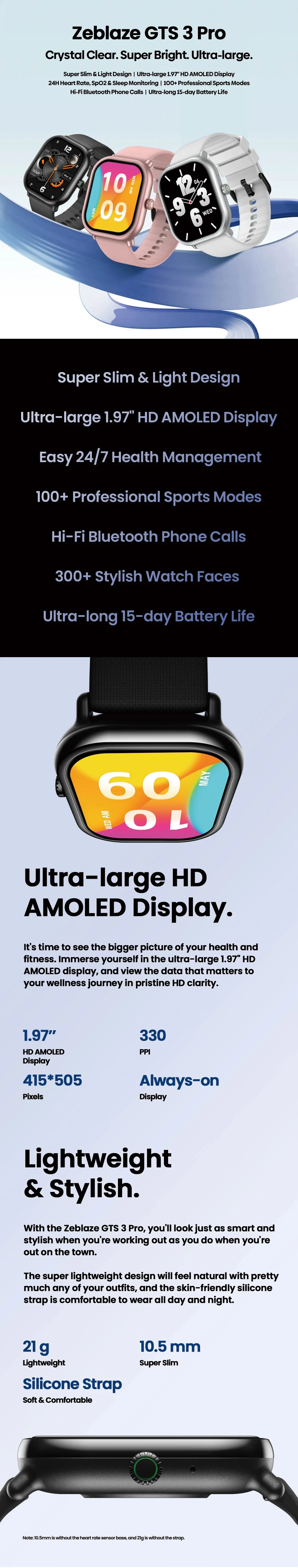 ZEBLAZE GTS 3 Pro 1.97" HD AMOLED Smart Watch
