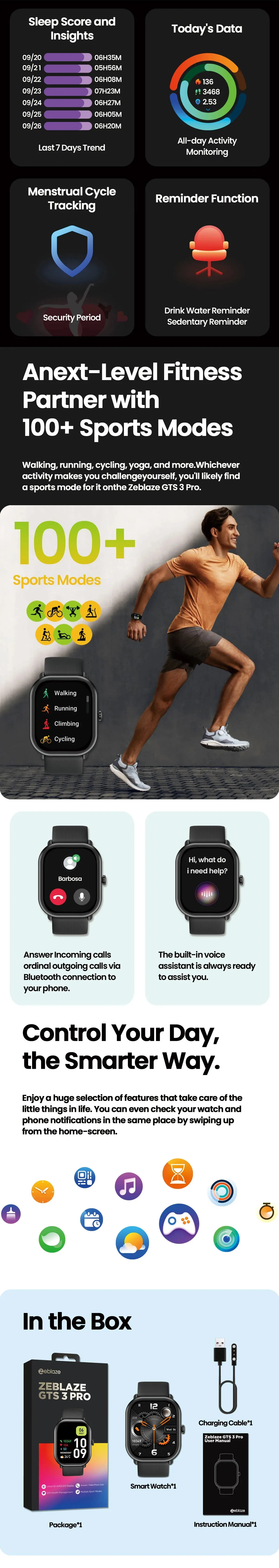 ZEBLAZE GTS 3 Pro 1.97" HD AMOLED Smart Watch