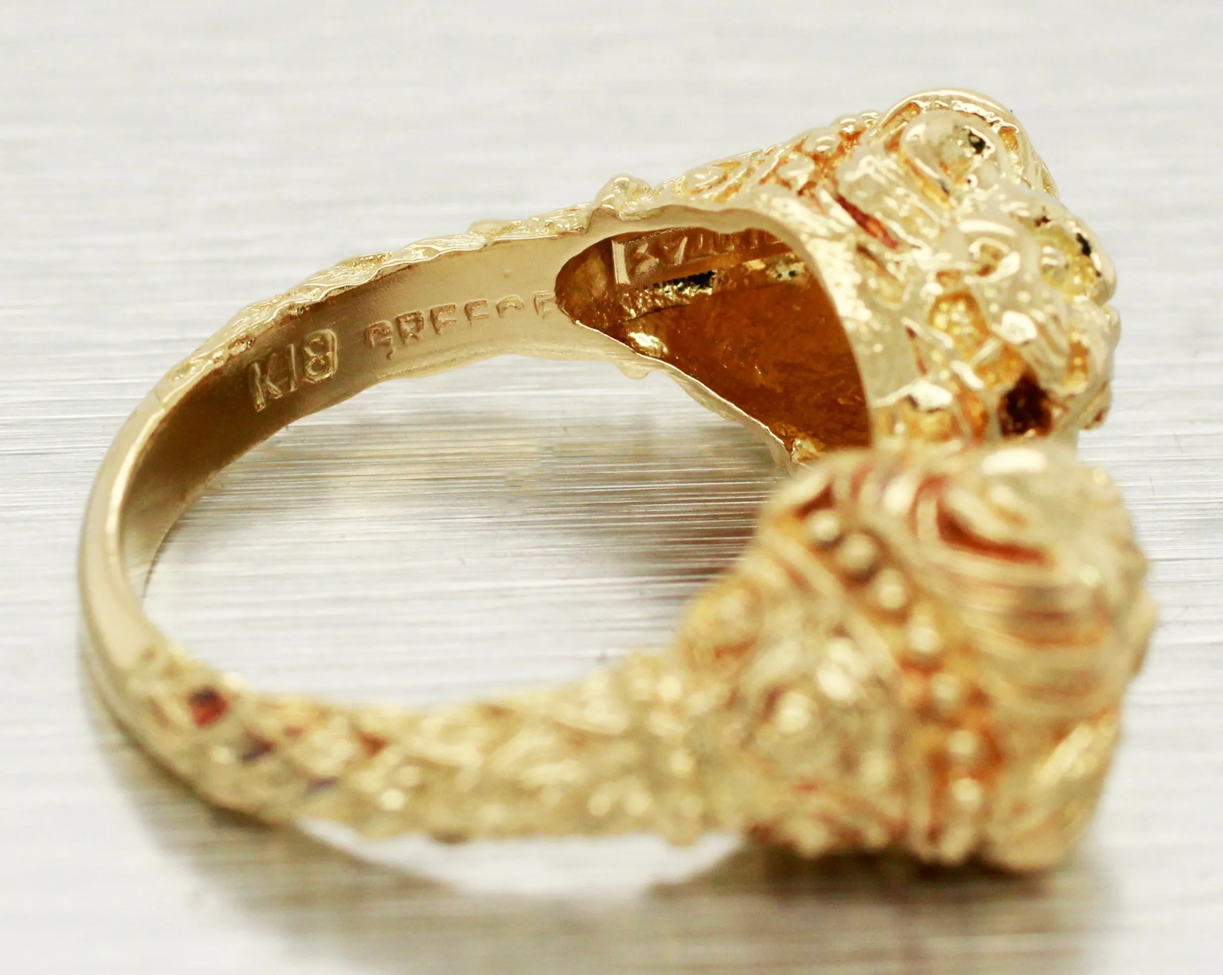Zolotas Heritage Double Lion Head Ring - Solid 18k Yellow Gold - Size 5.50