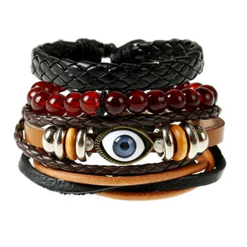 ZOSHI Vintage Tribal Bohemian Wood Beads Bracelet Boho Bracelet Cuff Men Leather Braclet Femme Male Wrist Band Handmade Jewelry