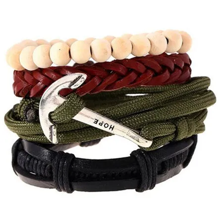 ZOSHI Vintage Tribal Bohemian Wood Beads Bracelet Boho Bracelet Cuff Men Leather Braclet Femme Male Wrist Band Handmade Jewelry