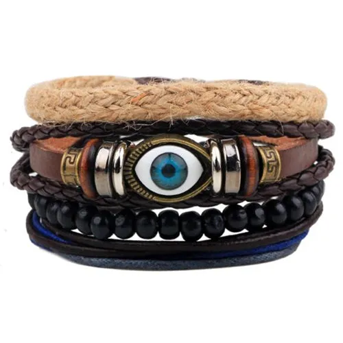 ZOSHI Vintage Tribal Bohemian Wood Beads Bracelet Boho Bracelet Cuff Men Leather Braclet Femme Male Wrist Band Handmade Jewelry